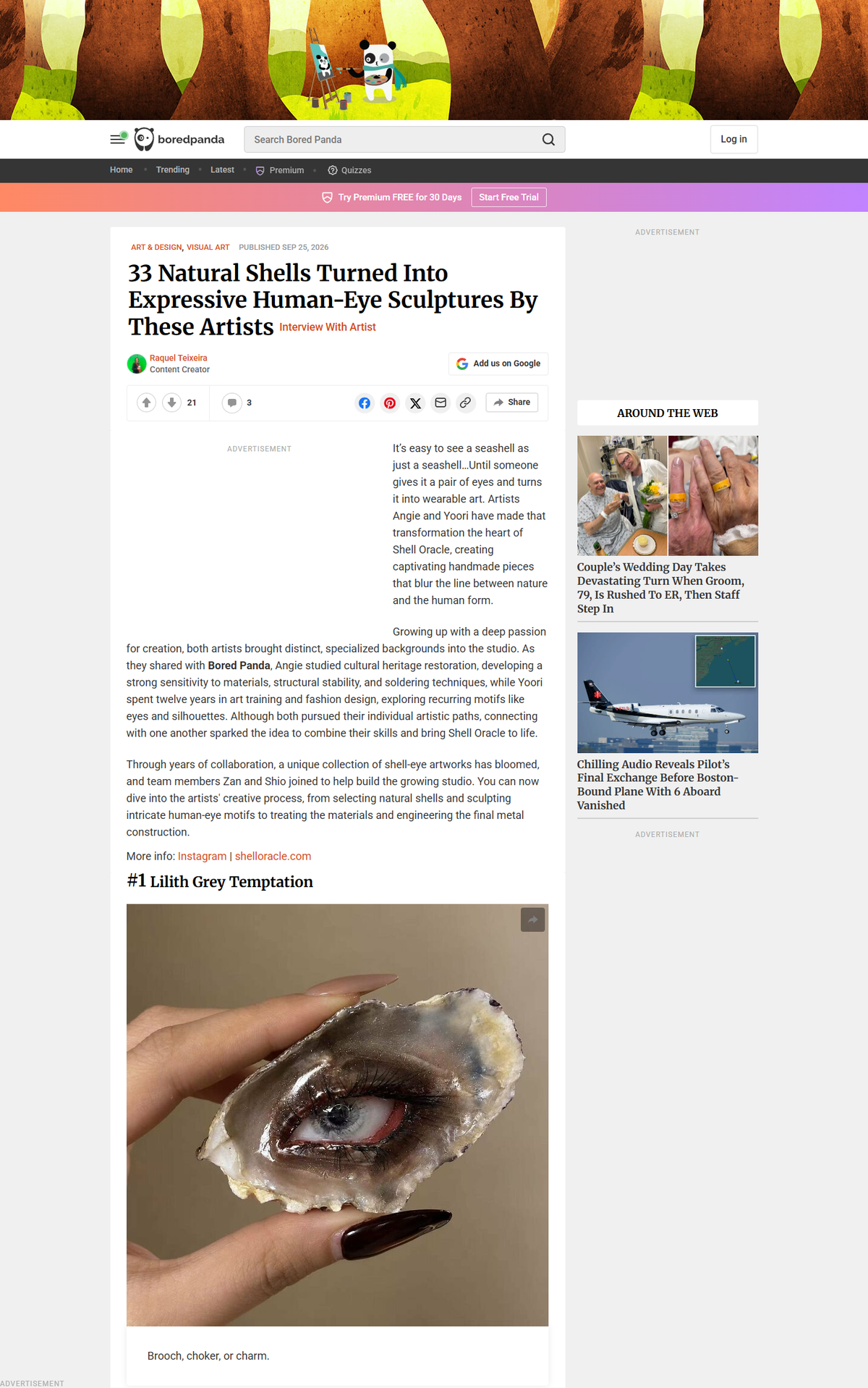 Screenshot of Bored Panda’s feature on Shell Oracle, published September 25, 2026.