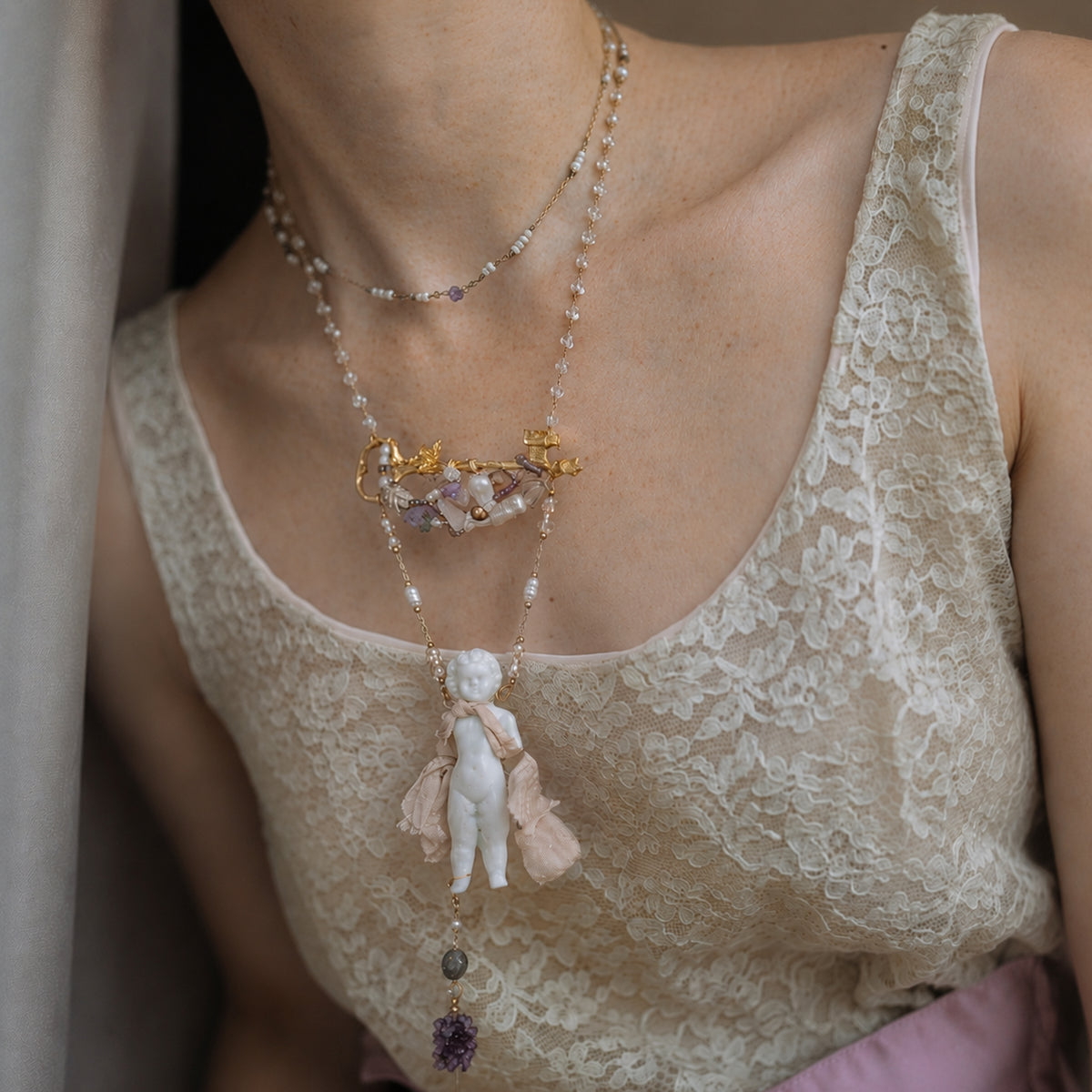 Charlotte Ceramic Doll Necklace