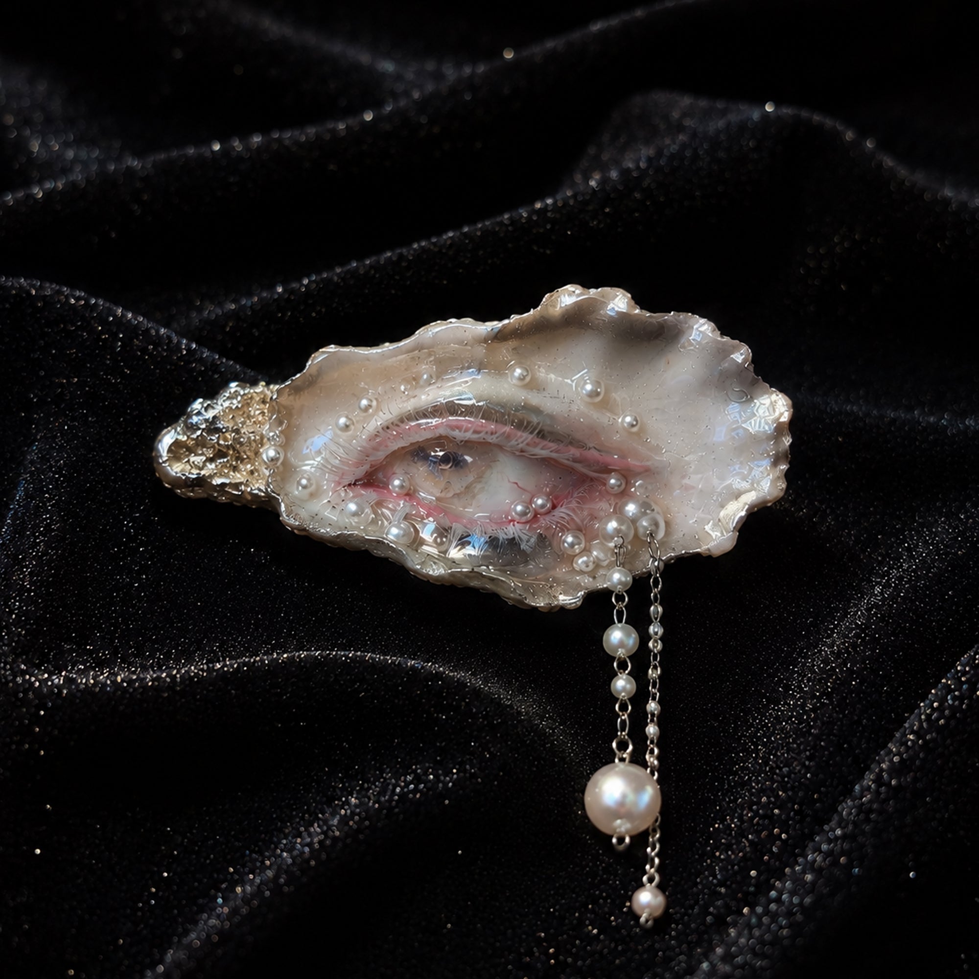 Nyra Lamb Gaze sheep-eye oyster relic by Shell Oracle