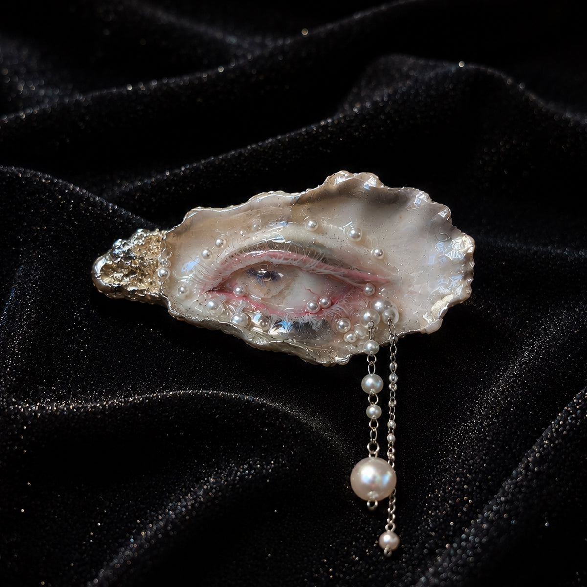 Nyra Lamb Gaze sheep-eye oyster relic by Shell Oracle