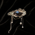 Lilith Veil Black & White Smoky oyster eye brooch by Shell Oracle