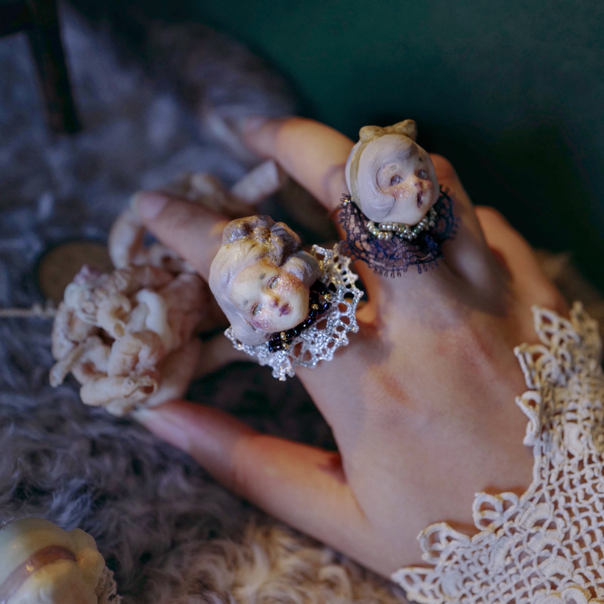 A001 — Handmade Doll Character Ring | Choose Your Lambwick Resident