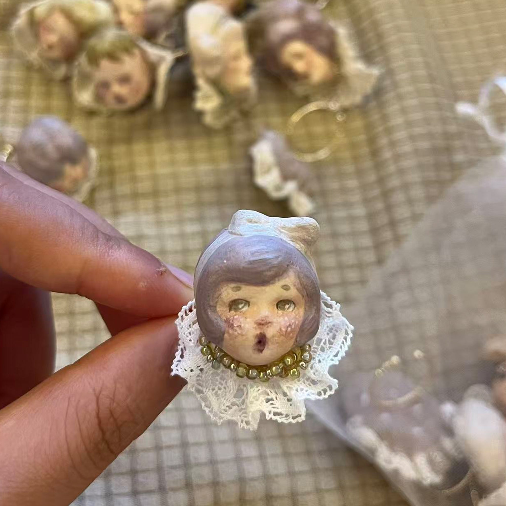 A001 — Handmade Doll Character Ring | Choose Your Lambwick Resident