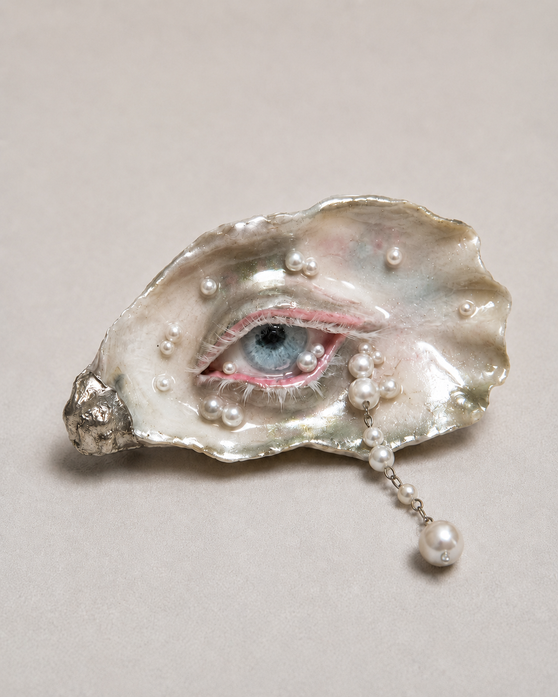 Blue Pupil Silver-Makeup oyster eye piece by Shell Oracle