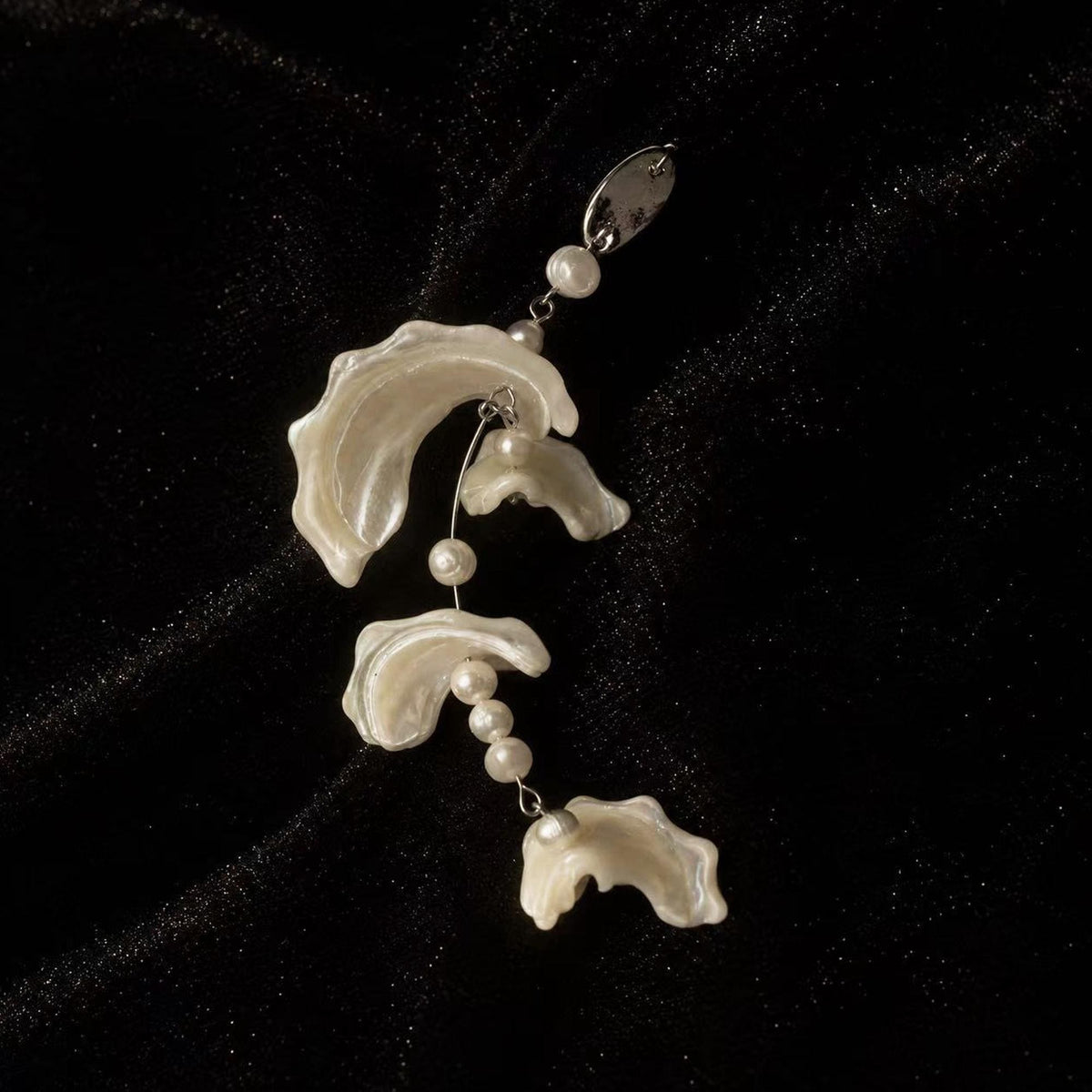 Natural Conch Shell Faux Baroque Pearl Earrings — view 10